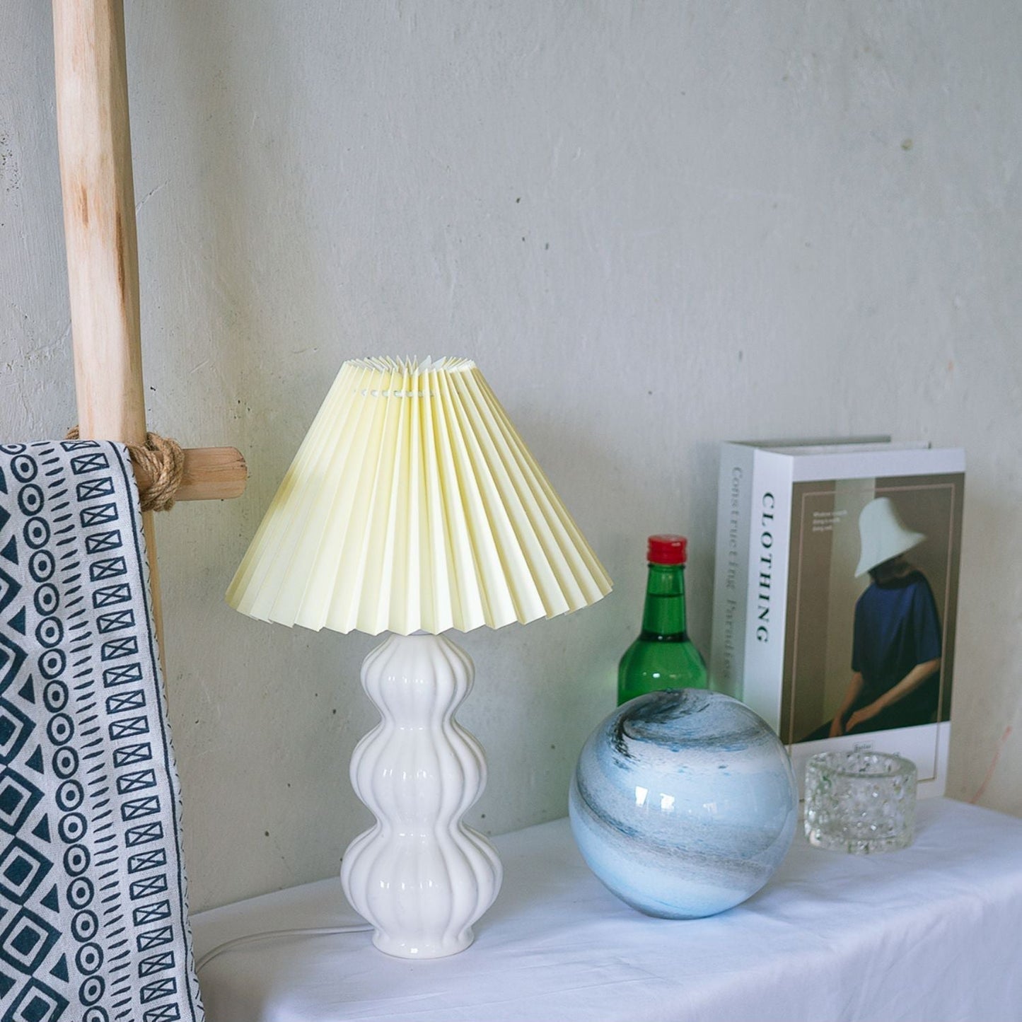 Aurelle | Pleated Ceramic Table Lamp, Mid-Century Glow