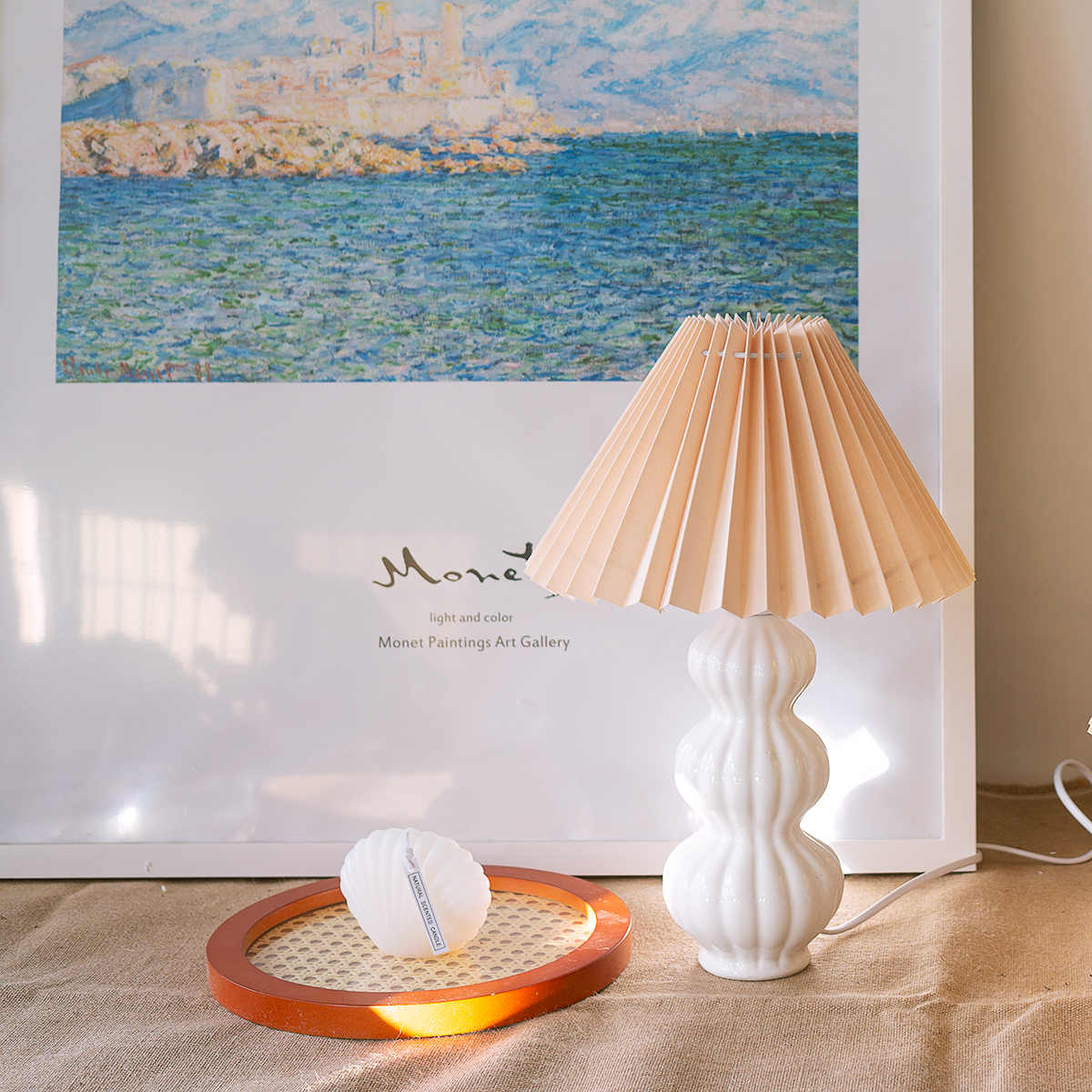 Aurelle | Pleated Ceramic Table Lamp, Mid-Century Glow