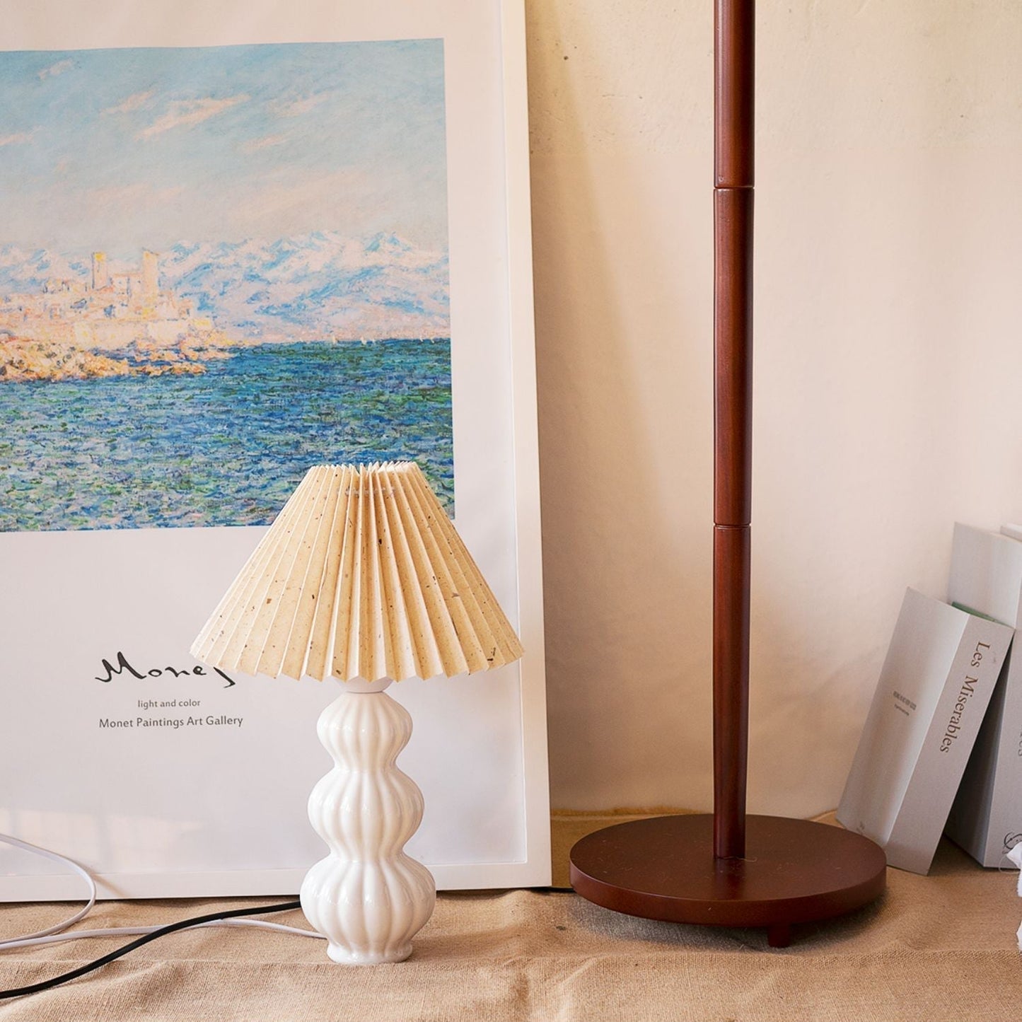 Aurelle | Pleated Ceramic Table Lamp, Mid-Century Glow
