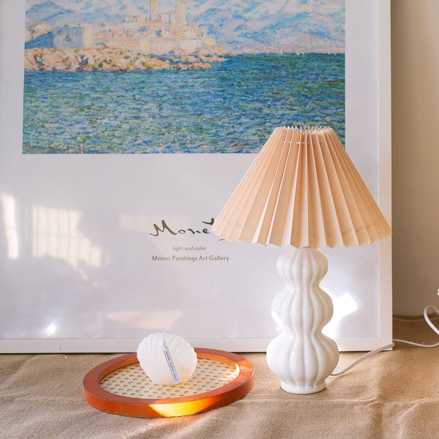 Aurelle | Pleated Ceramic Table Lamp, Mid-Century Glow