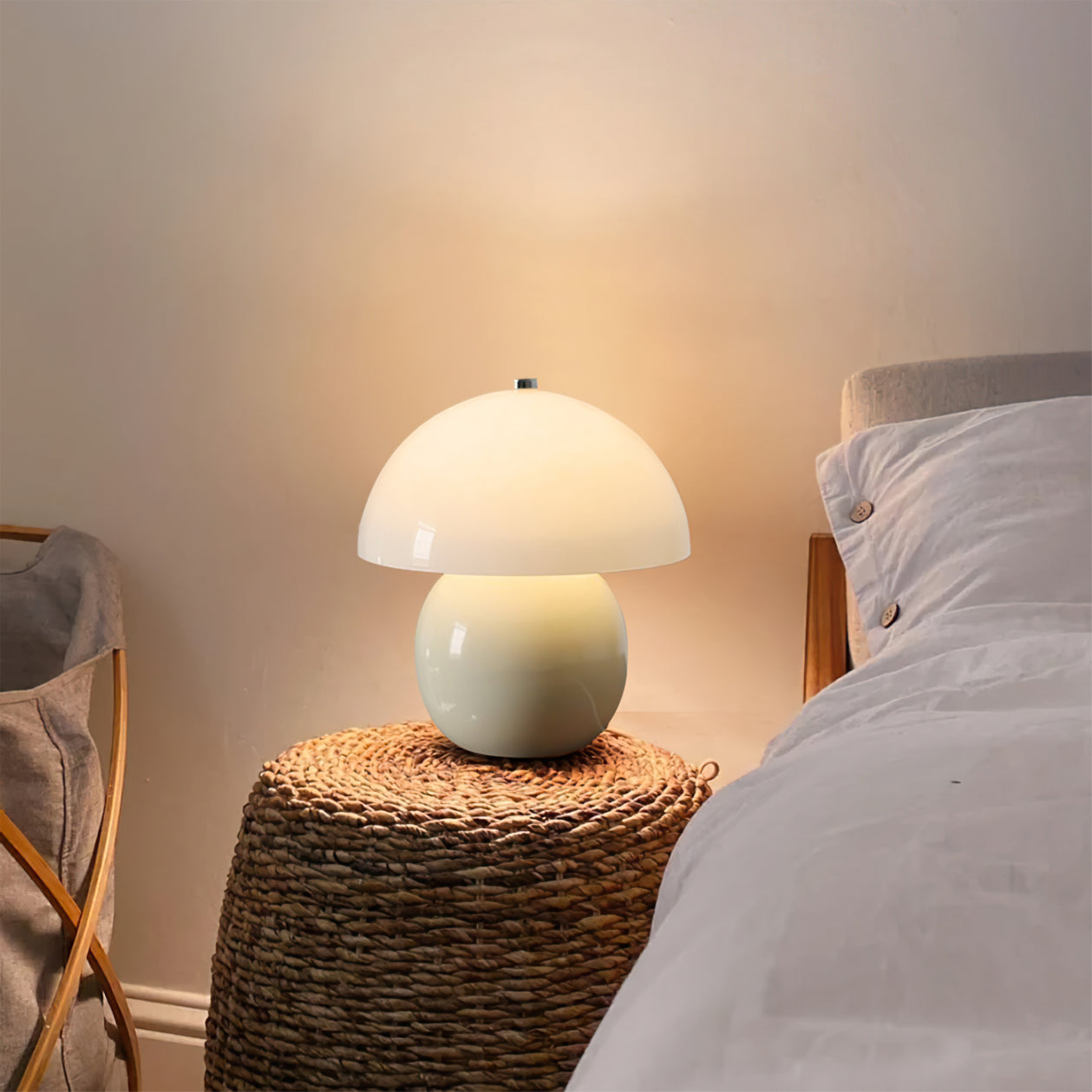 MiraGlow Mushroom Ceramic Table Lamp With Cool White Light