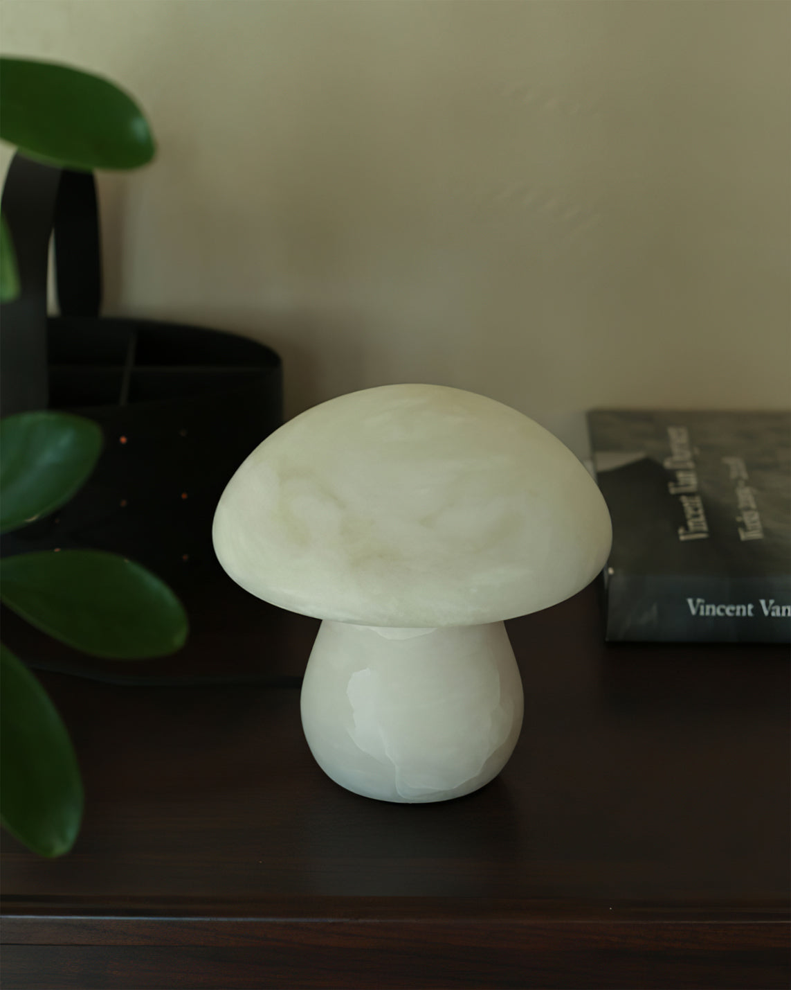 AuroraMoss Mushroom Alabaster Table Lamp With Warm Glow
