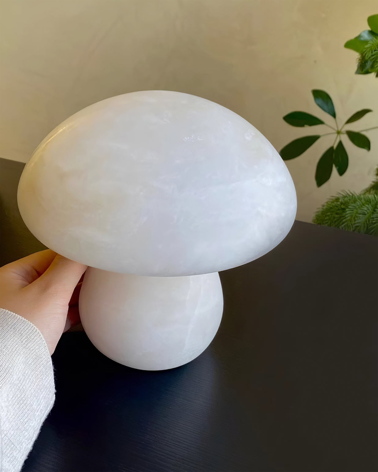 AuroraMoss Mushroom Alabaster Table Lamp With Warm Glow