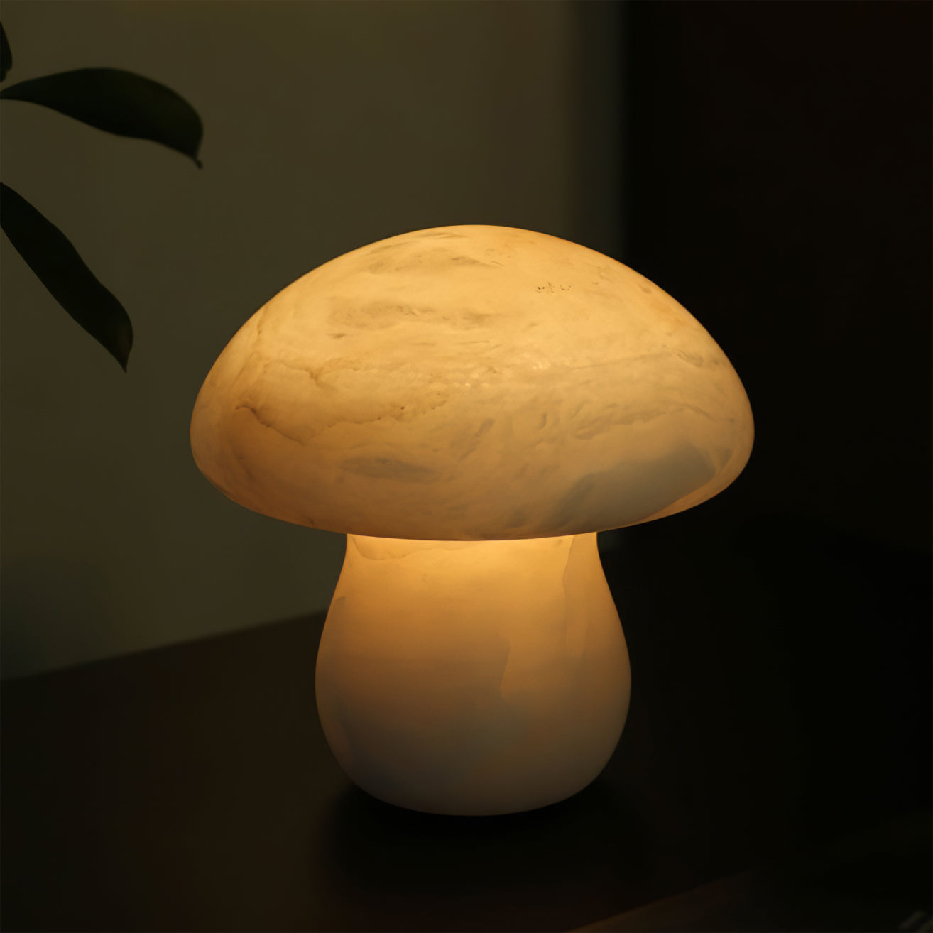 AuroraMoss Mushroom Alabaster Table Lamp With Warm Glow