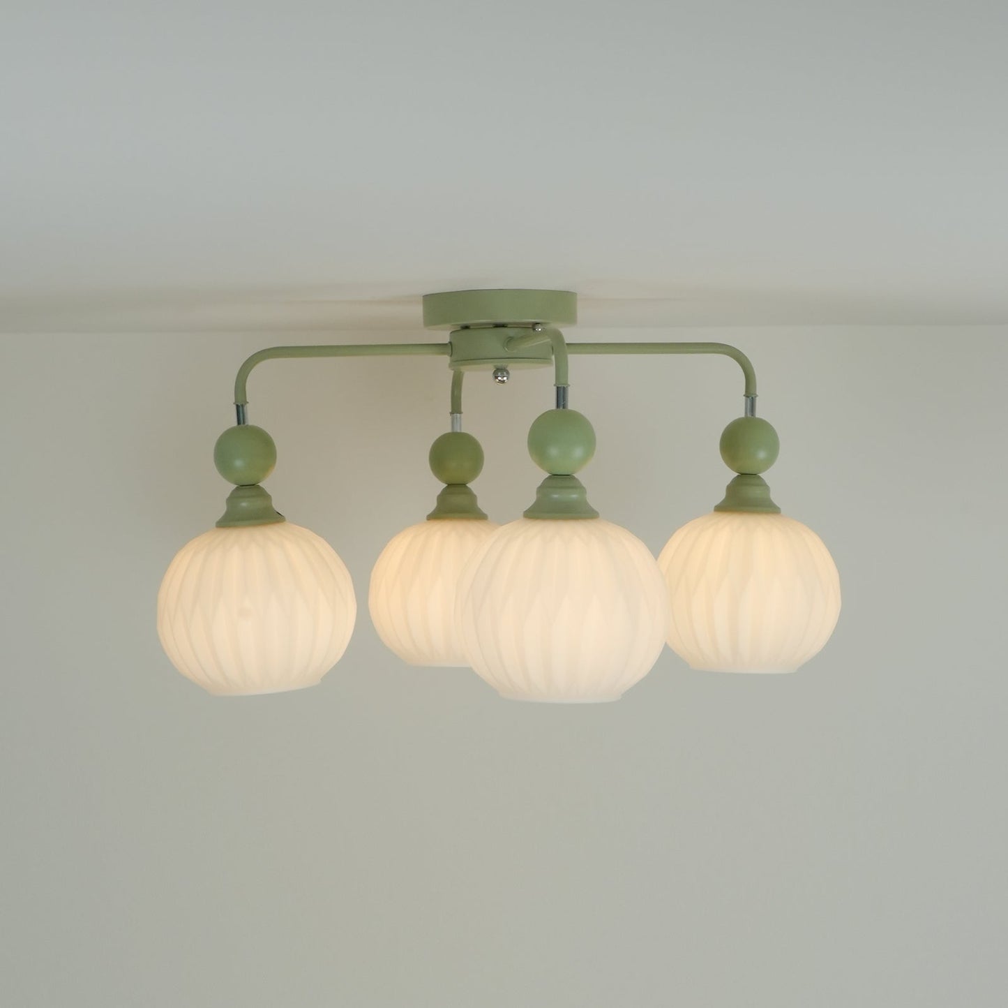Verelle Ceiling Lamp With Ribbed Glass Shades And Warm Glow