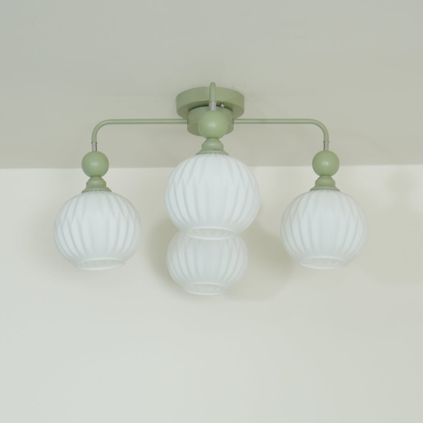 Verelle Ceiling Lamp With Ribbed Glass Shades And Warm Glow
