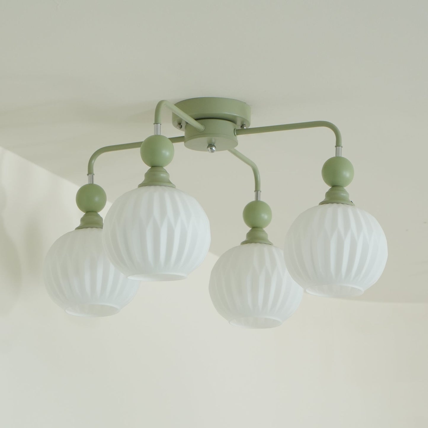 Verelle Ceiling Lamp With Ribbed Glass Shades And Warm Glow