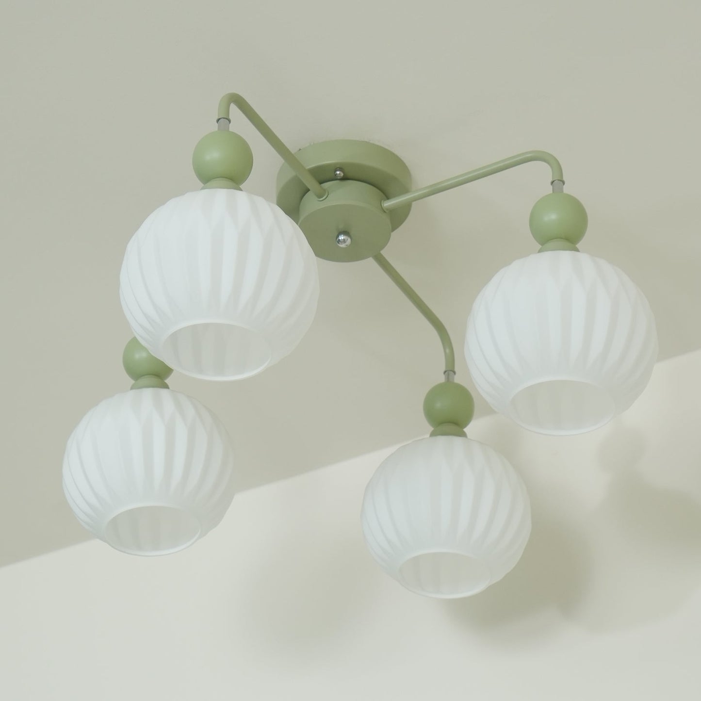 Verelle Ceiling Lamp With Ribbed Glass Shades And Warm Glow