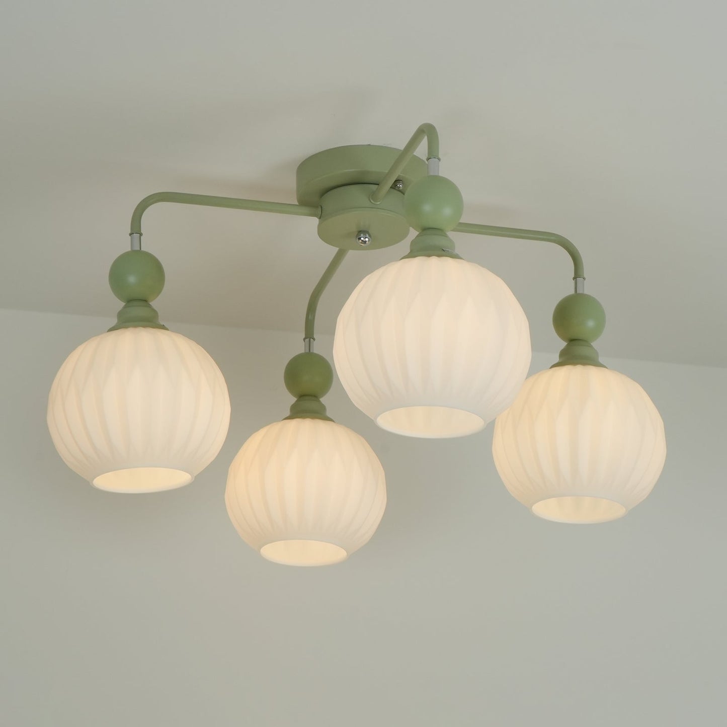 Verelle Ceiling Lamp With Ribbed Glass Shades And Warm Glow