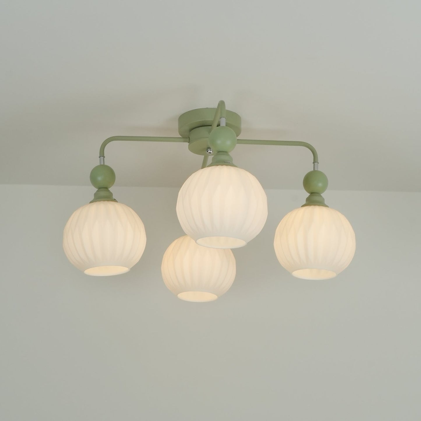 Verelle Ceiling Lamp With Ribbed Glass Shades And Warm Glow
