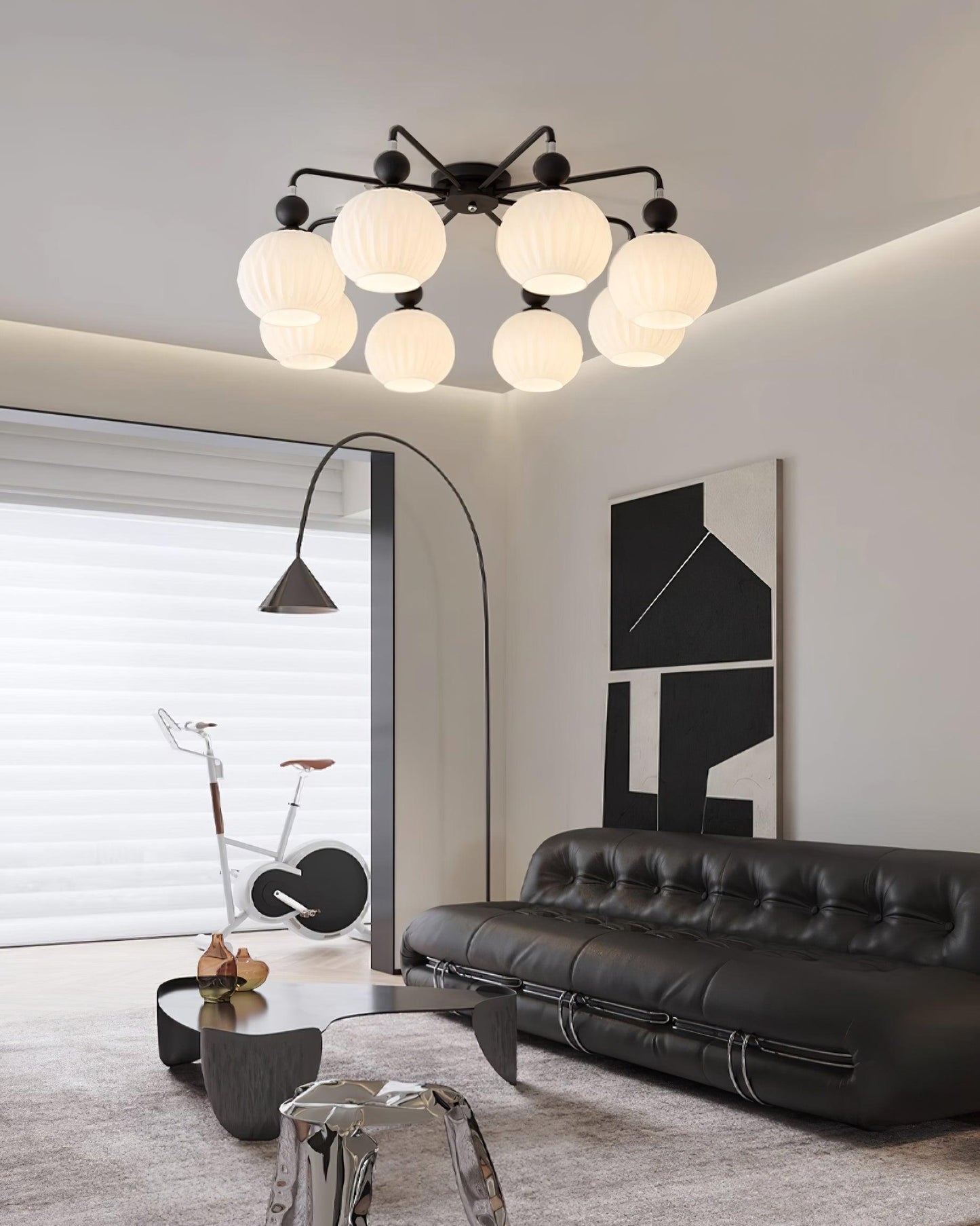 Verelle Ceiling Lamp With Ribbed Glass Shades And Warm Glow