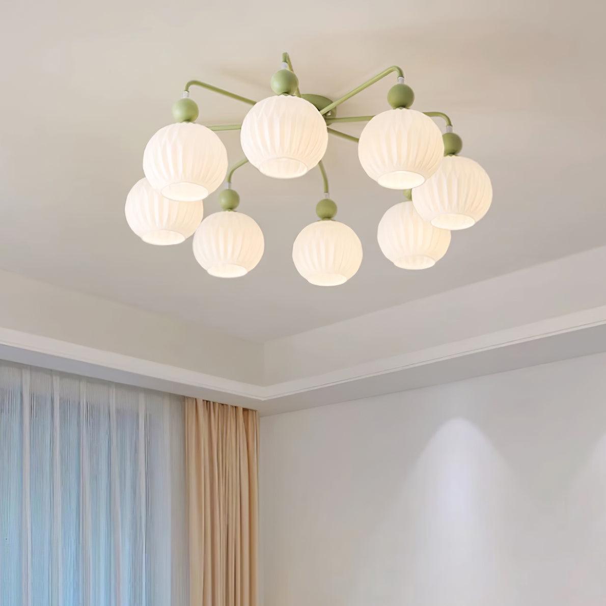 Verelle Ceiling Lamp With Ribbed Glass Shades And Warm Glow