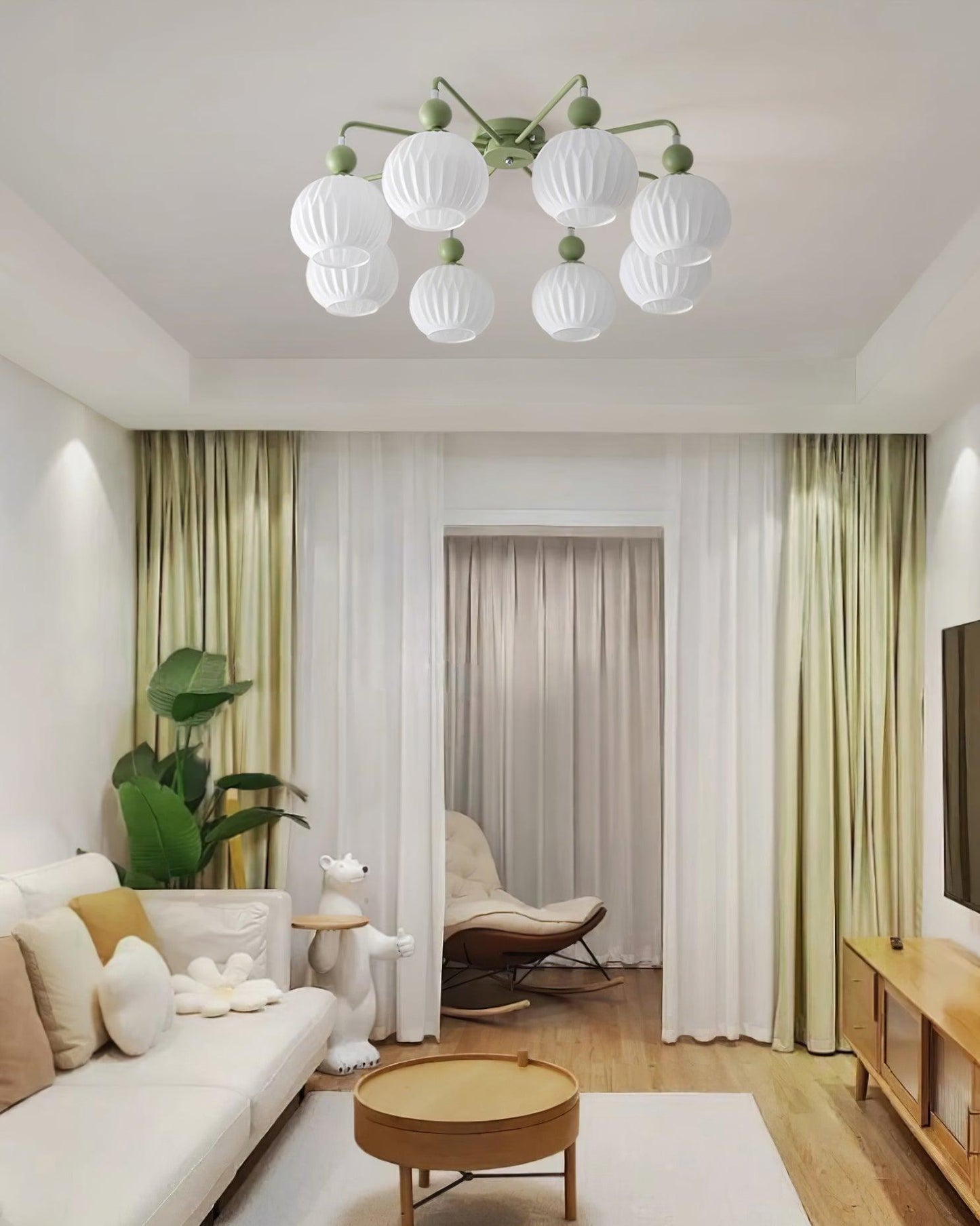 Verelle Ceiling Lamp With Ribbed Glass Shades And Warm Glow