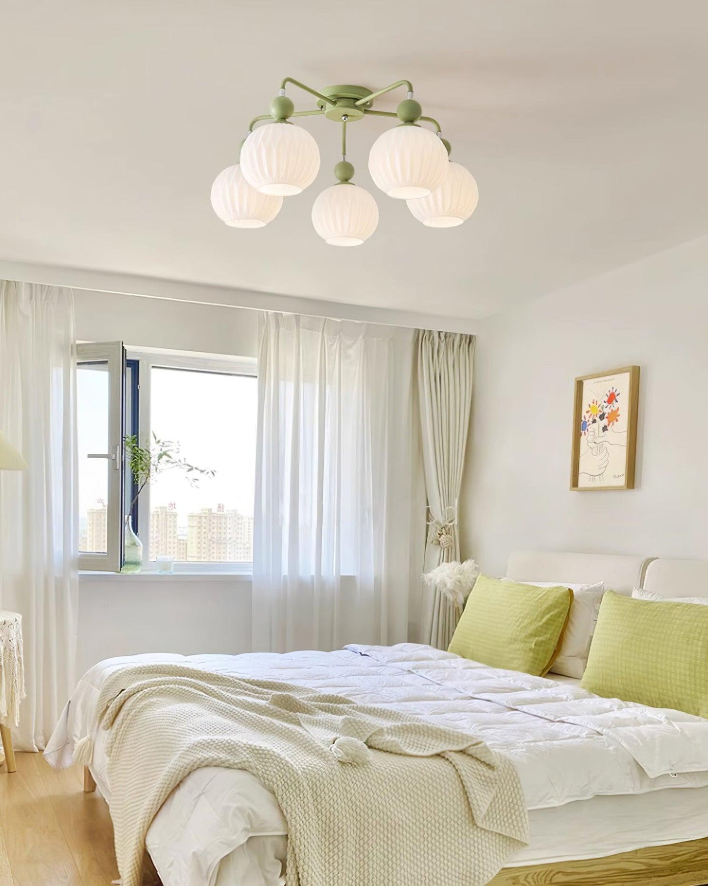 Verelle Ceiling Lamp With Ribbed Glass Shades And Warm Glow