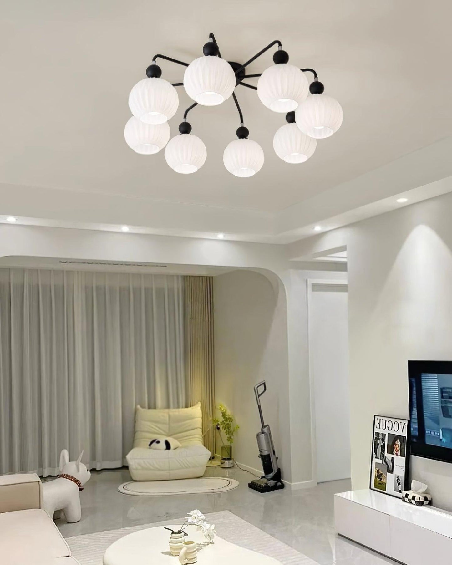 Verelle Ceiling Lamp With Ribbed Glass Shades And Warm Glow
