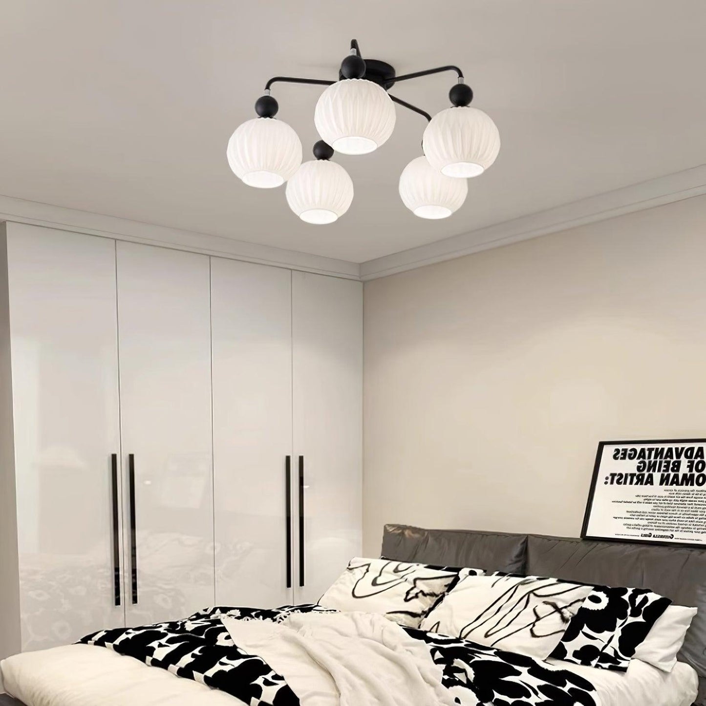 Verelle Ceiling Lamp With Ribbed Glass Shades And Warm Glow