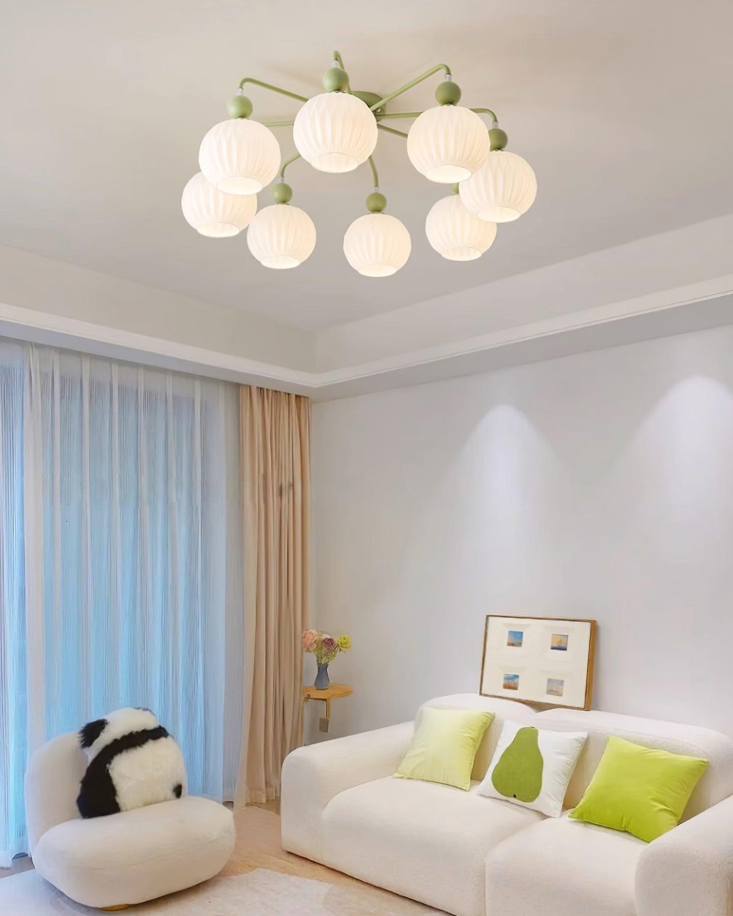 Verelle Ceiling Lamp With Ribbed Glass Shades And Warm Glow