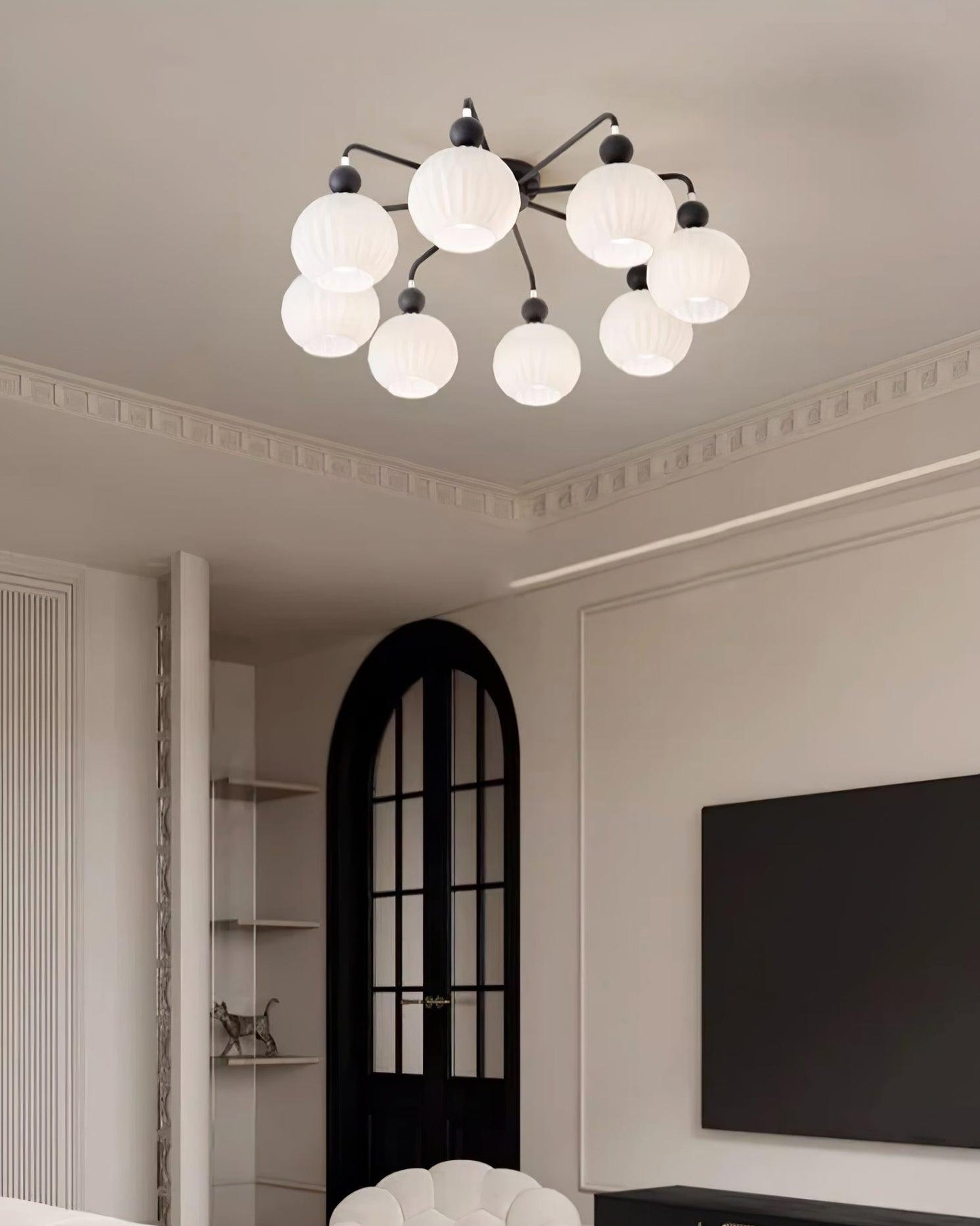 Verelle Ceiling Lamp With Ribbed Glass Shades And Warm Glow