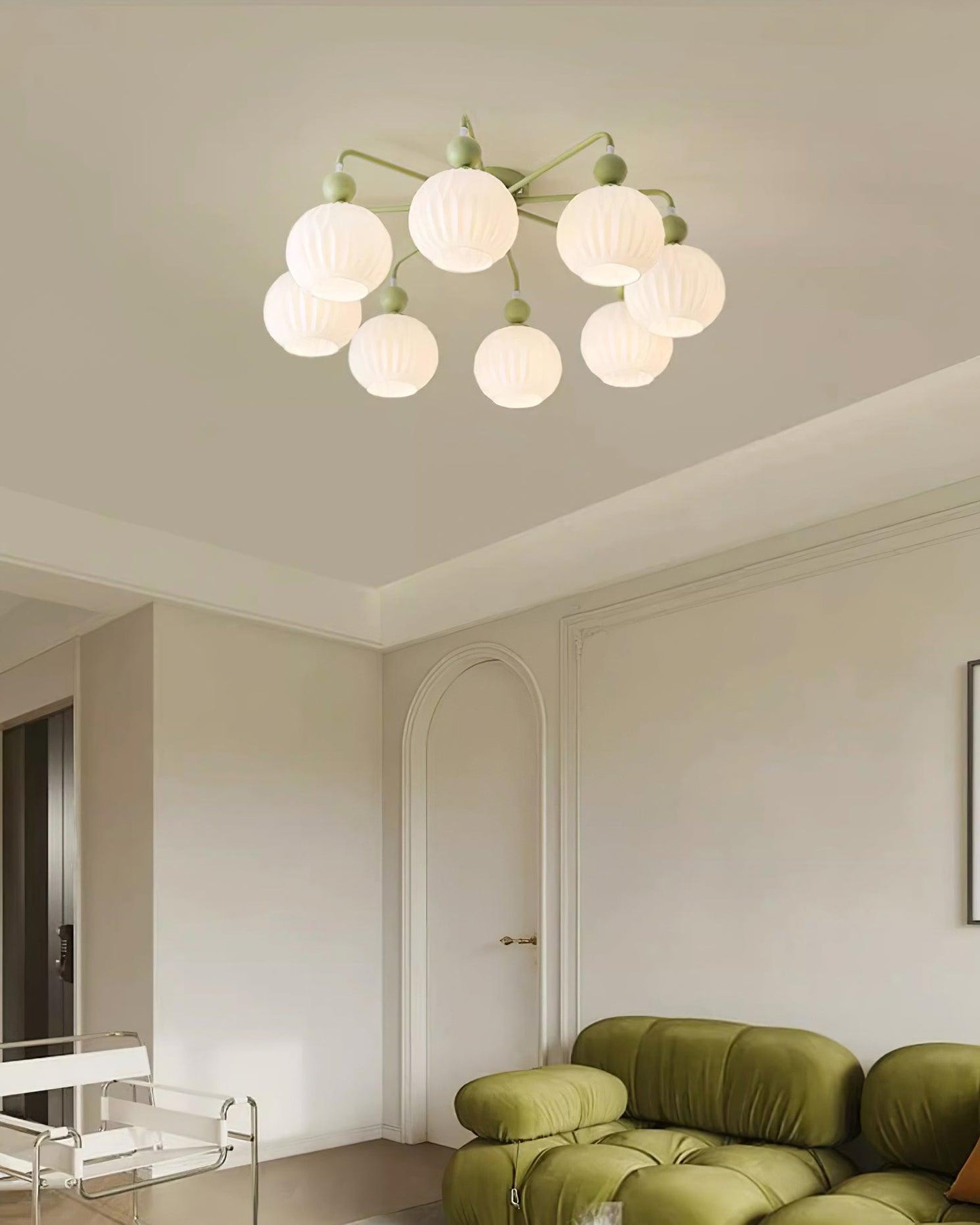 Verelle Ceiling Lamp With Ribbed Glass Shades And Warm Glow