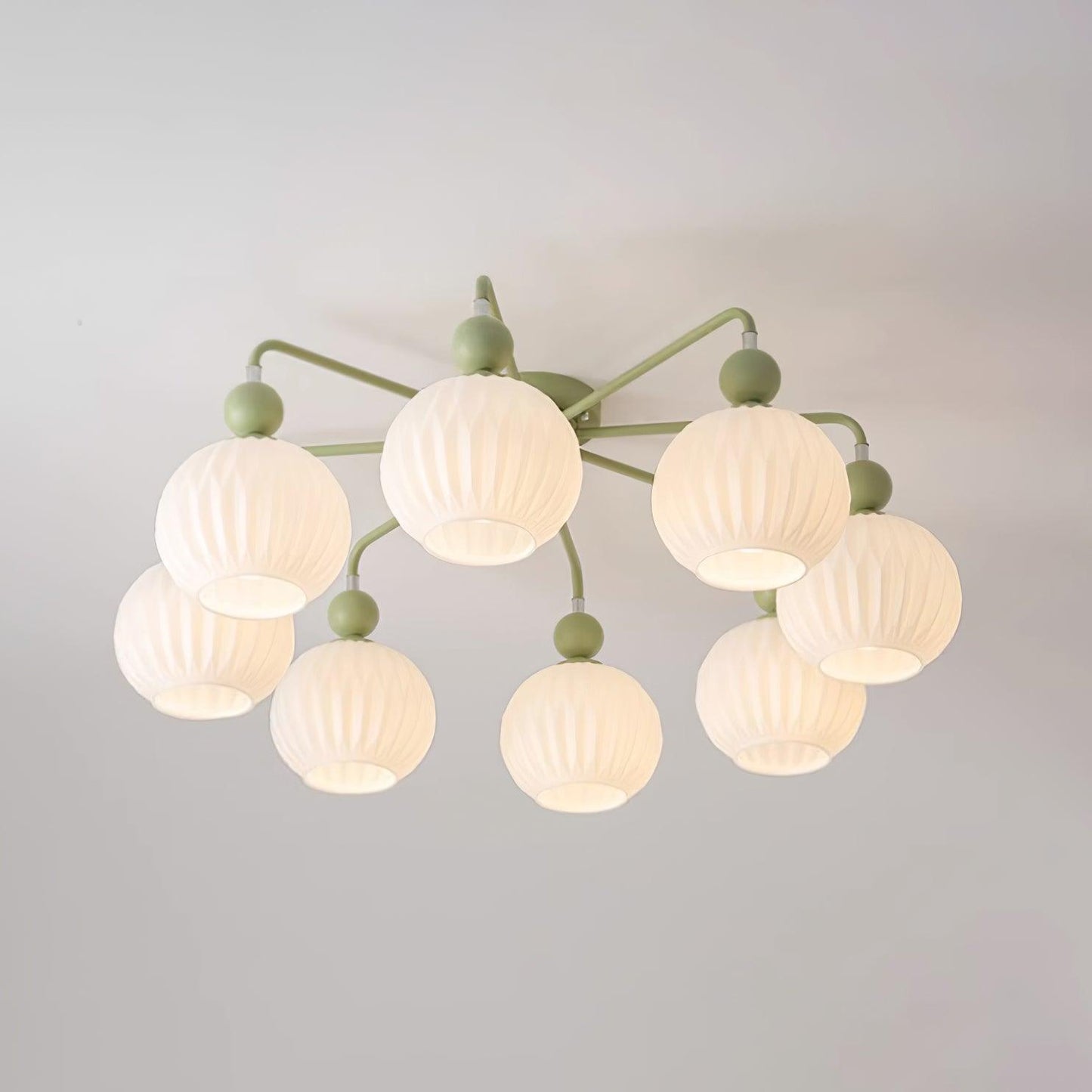 Verelle Ceiling Lamp With Ribbed Glass Shades And Warm Glow