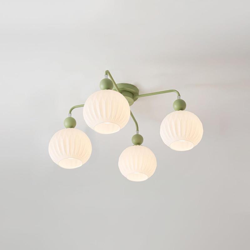 Verelle Ceiling Lamp With Ribbed Glass Shades And Warm Glow