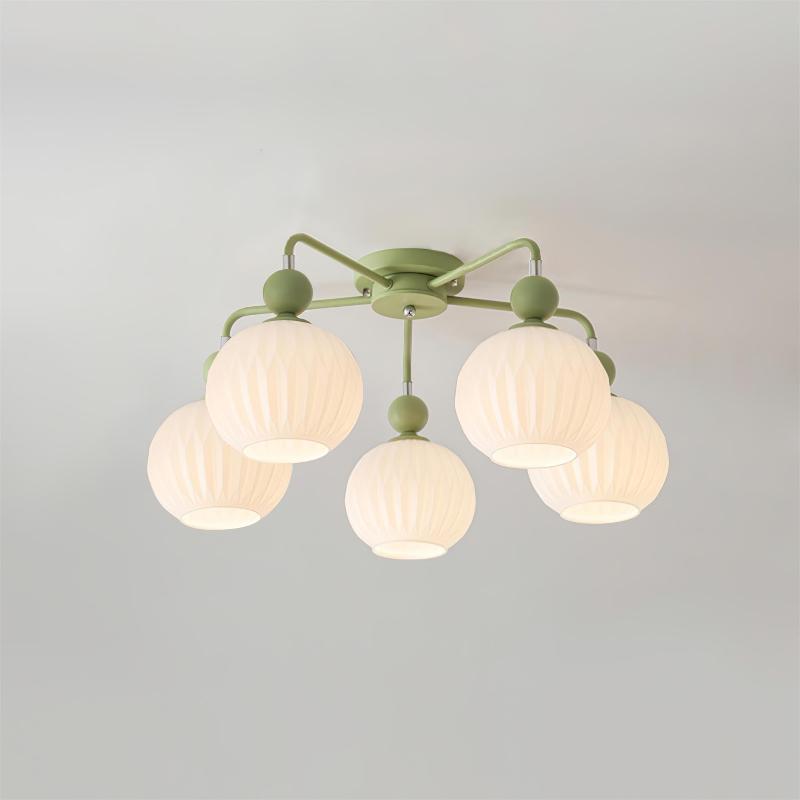 Verelle Ceiling Lamp With Ribbed Glass Shades And Warm Glow