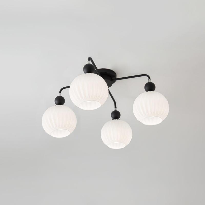 Verelle Ceiling Lamp With Ribbed Glass Shades And Warm Glow