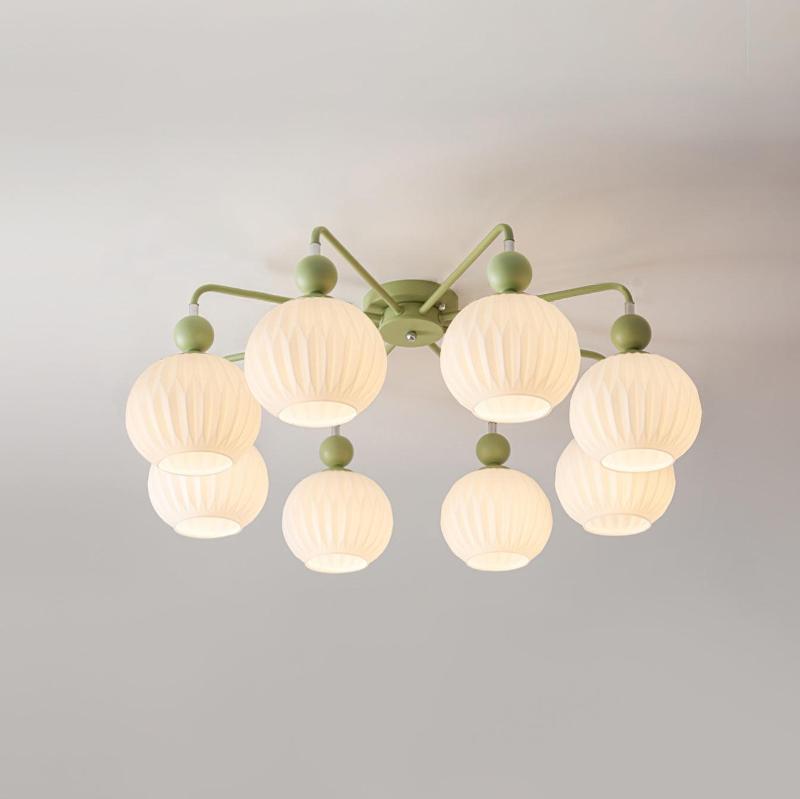Verelle Ceiling Lamp With Ribbed Glass Shades And Warm Glow