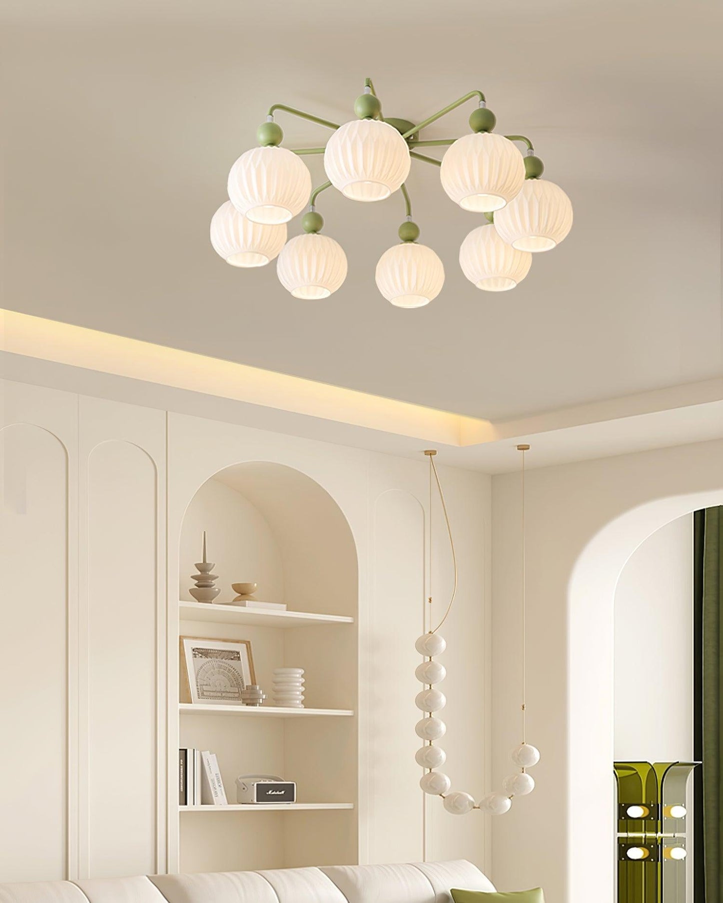 Verelle Ceiling Lamp With Ribbed Glass Shades And Warm Glow