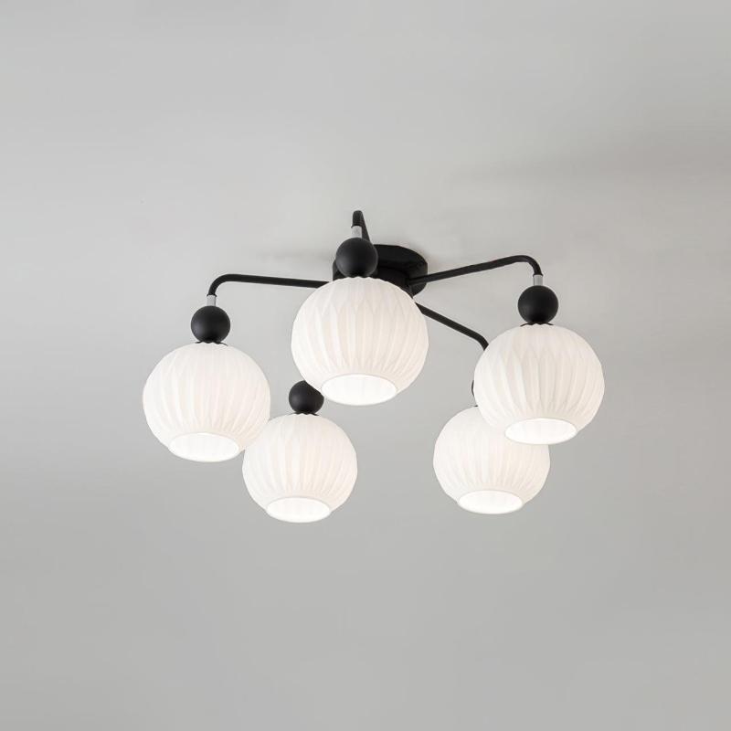 Verelle Ceiling Lamp With Ribbed Glass Shades And Warm Glow
