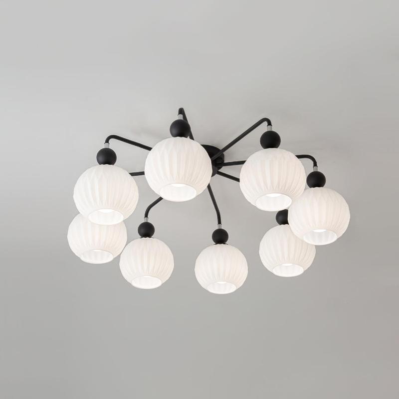 Verelle Ceiling Lamp With Ribbed Glass Shades And Warm Glow