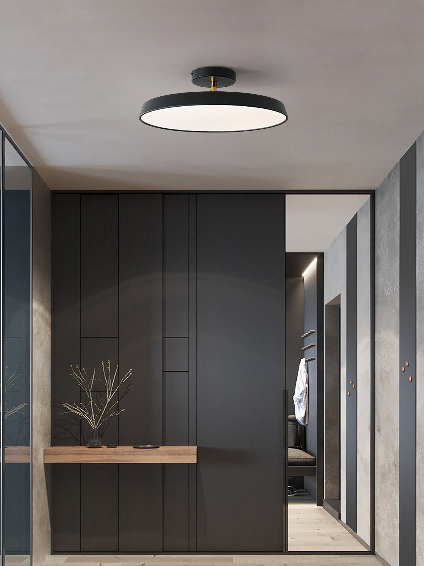 Lumenora | Round LED Ceiling Light In Brass And Navy Finish