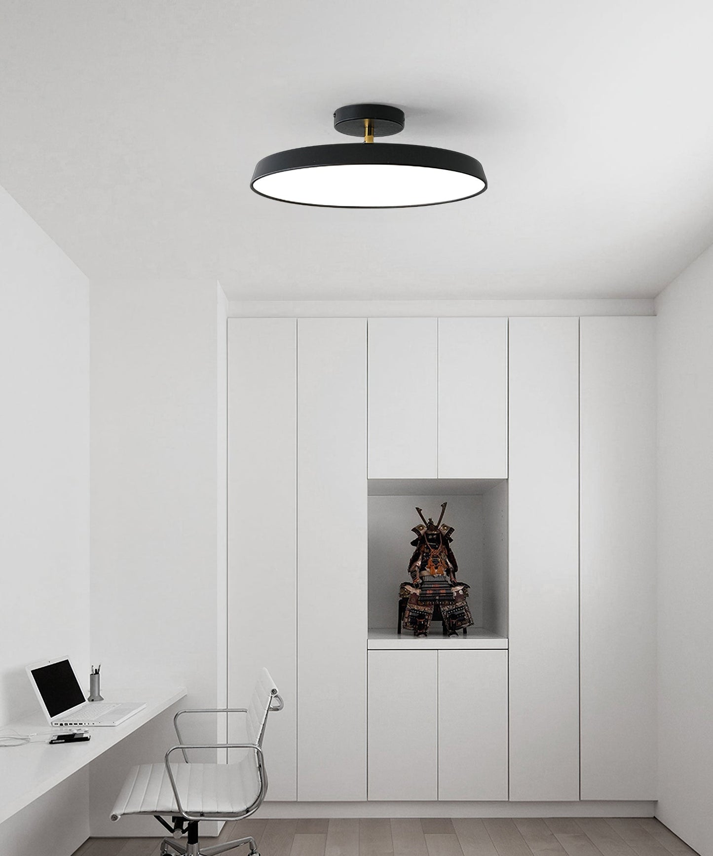 Lumenora | Round LED Ceiling Light In Brass And Navy Finish