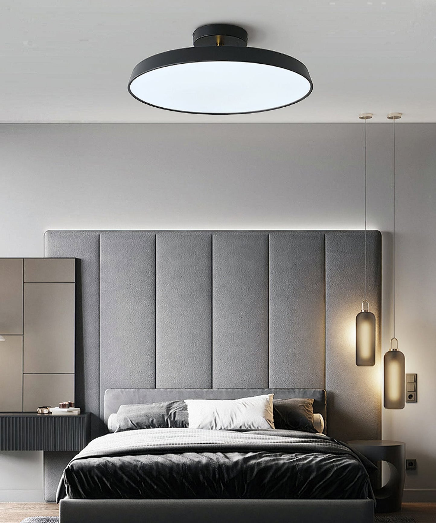 Lumenora | Round LED Ceiling Light In Brass And Navy Finish
