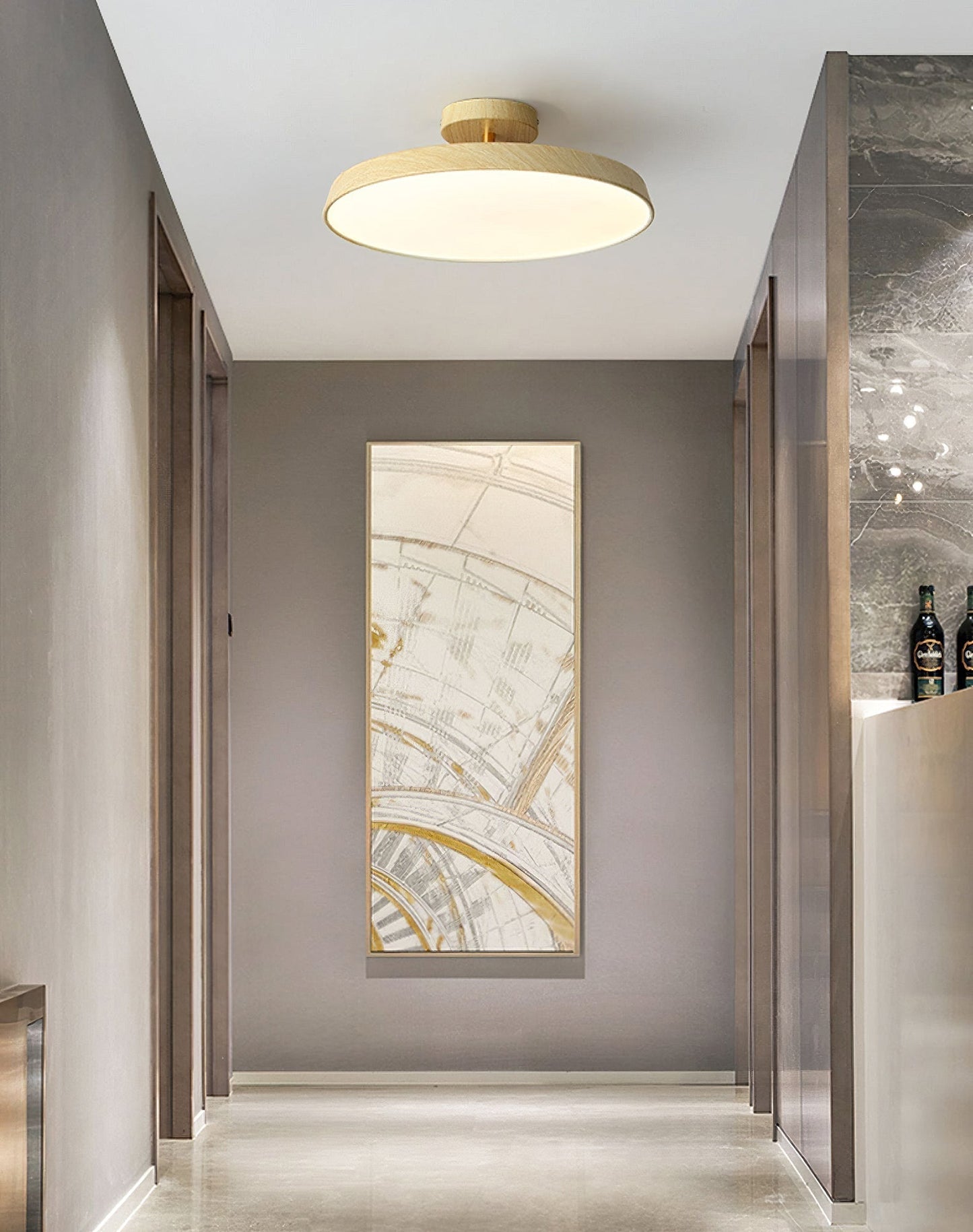Lumenora | Round LED Ceiling Light In Brass And Navy Finish