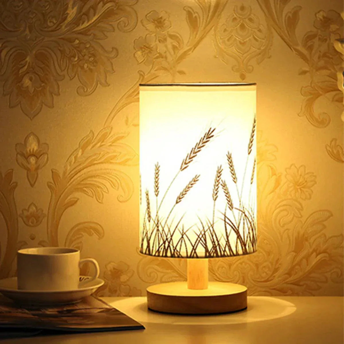 Elowen Solid Wood Linen Table Lamp For Warm Ambiance