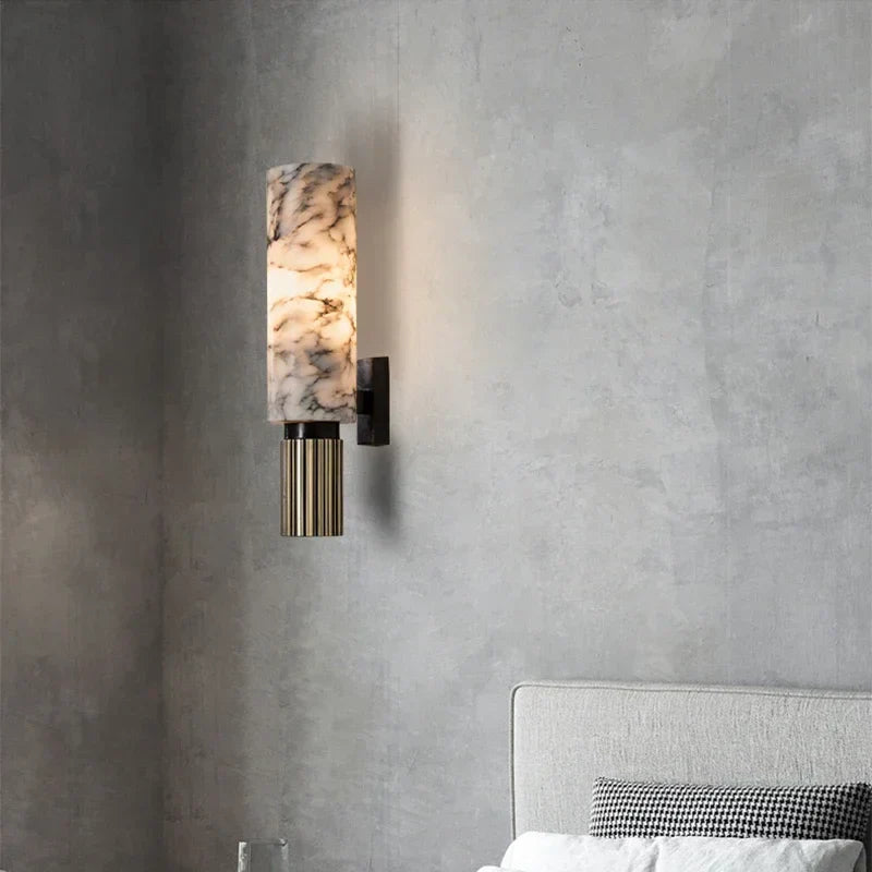 Lumora Marble Wall Lamp With Copper Accents For Home