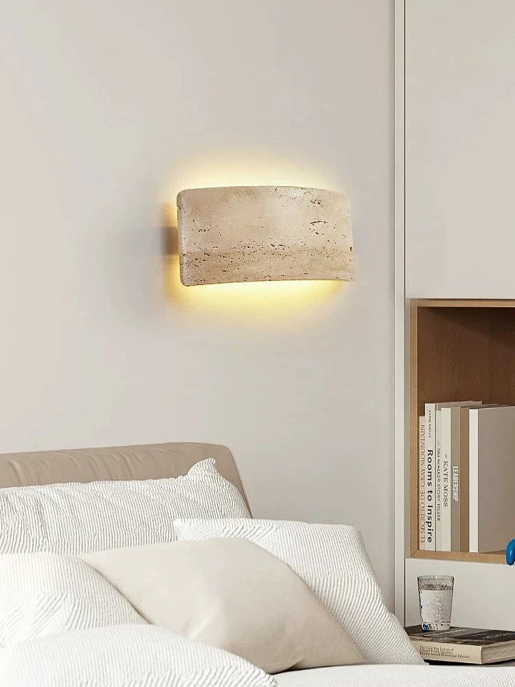 Lumenra | Contemporary Travertine And Glass Wall Light