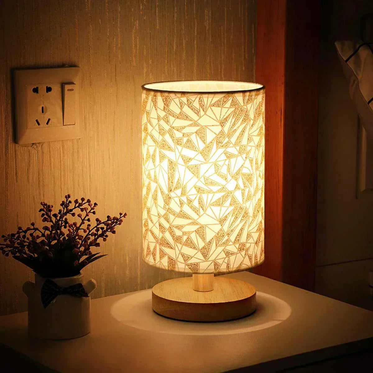Elowen Solid Wood Linen Table Lamp For Warm Ambiance