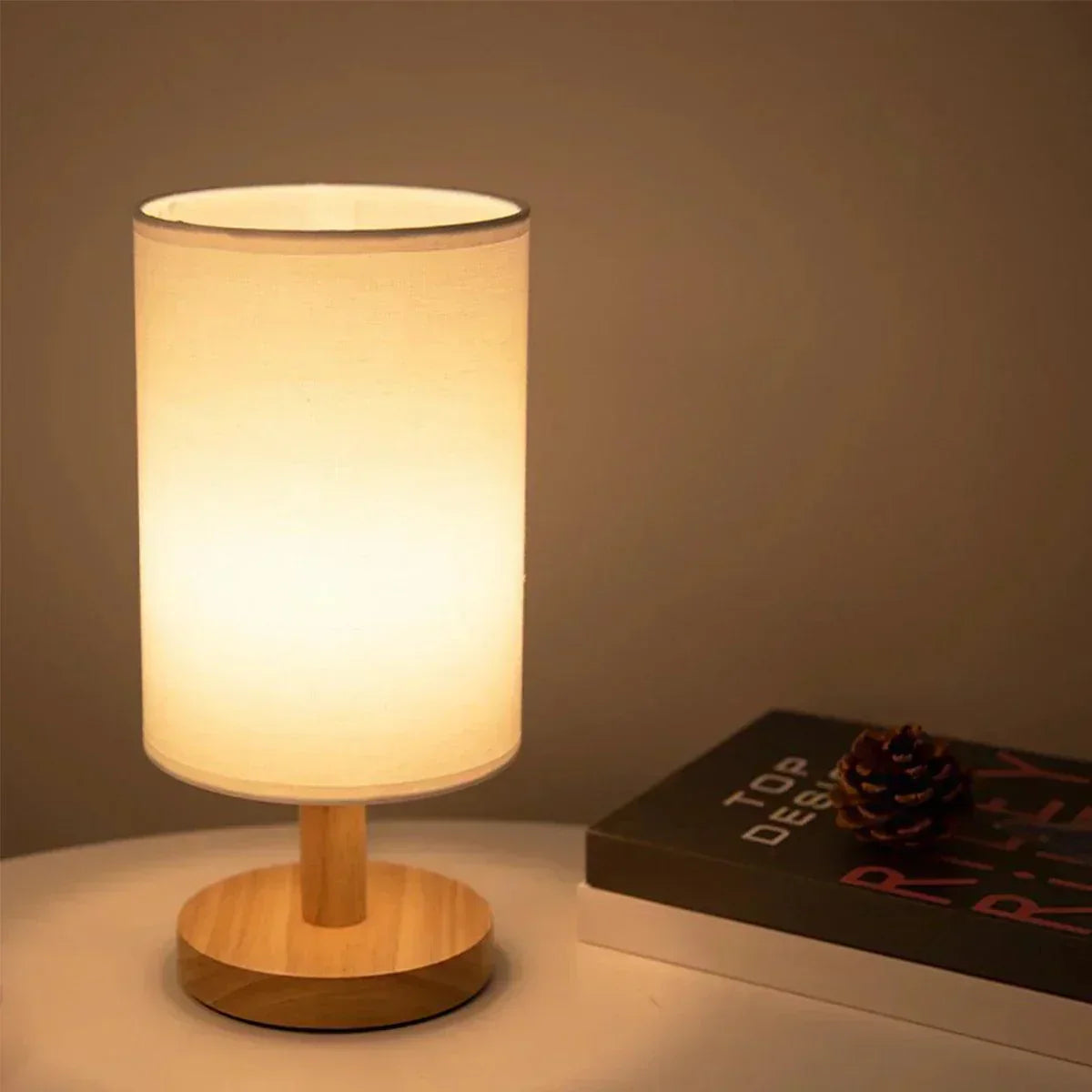 Elowen Solid Wood Linen Table Lamp For Warm Ambiance
