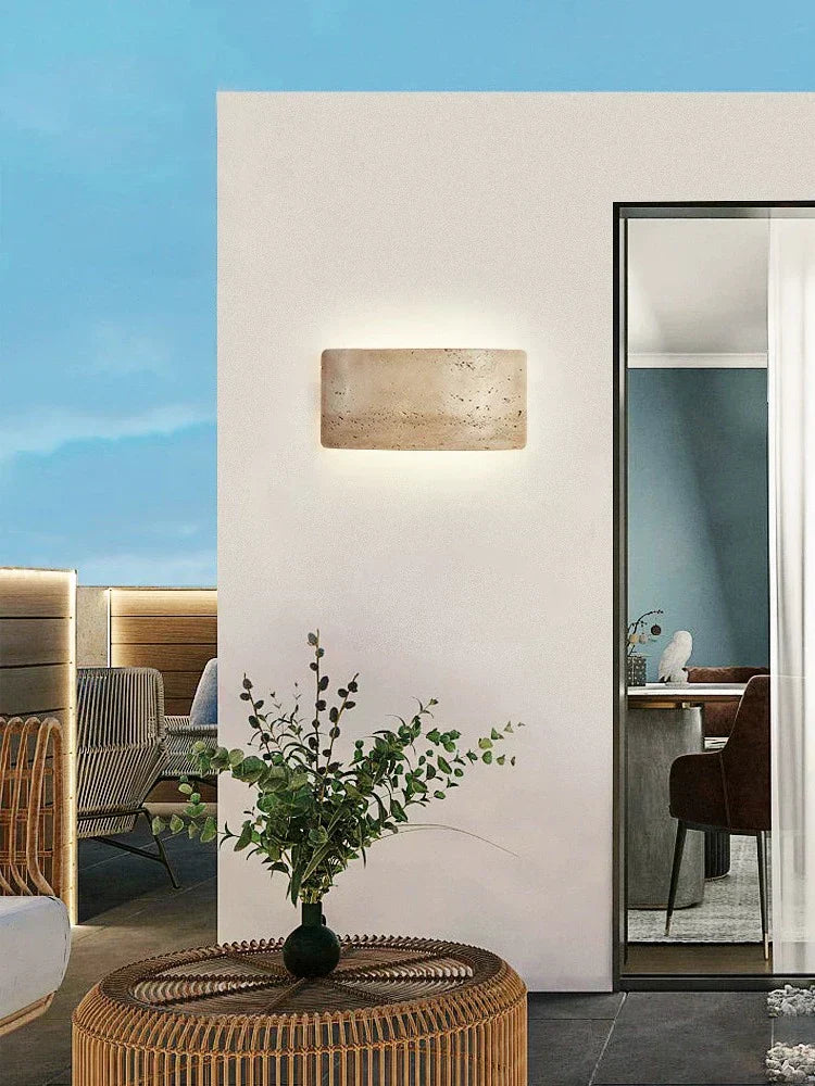 Lumenra | Contemporary Travertine And Glass Wall Light