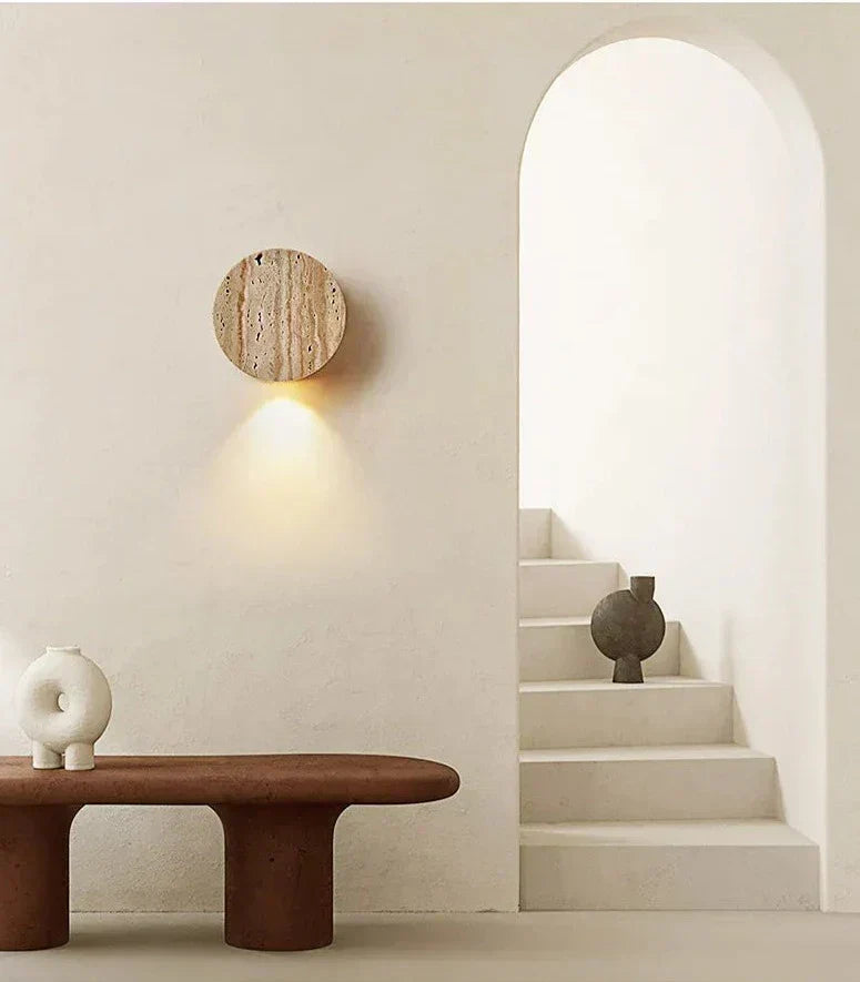 LumenVale Travertine Wall Sconce | Natural Marble Lighting