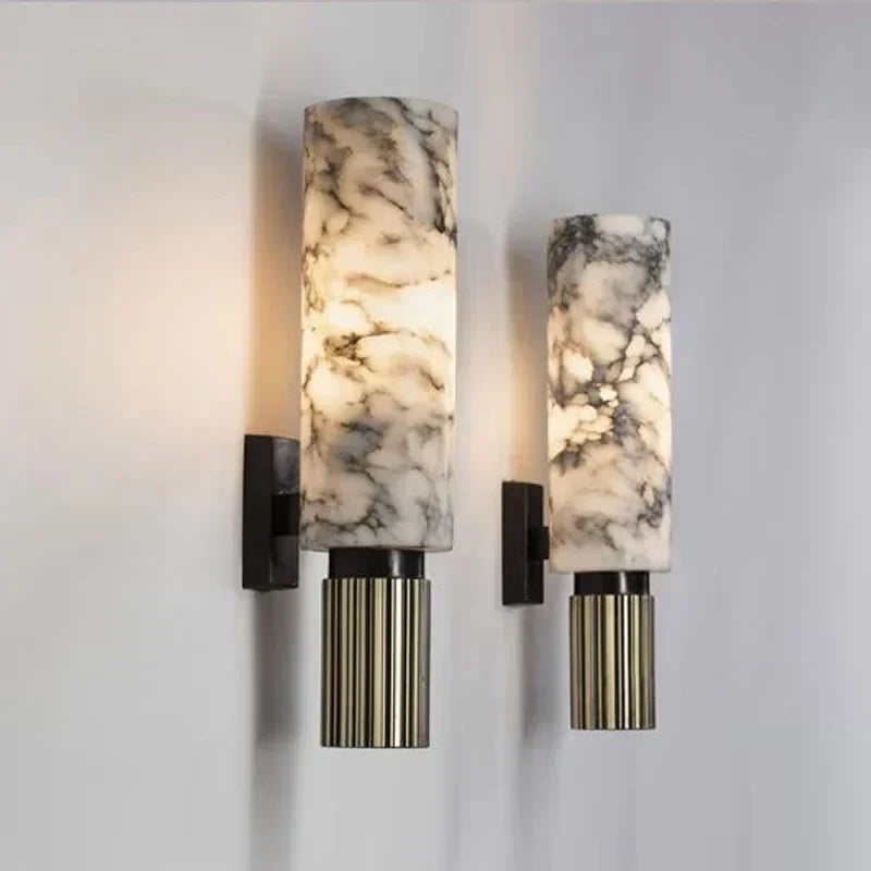 Lumora Marble Wall Lamp With Copper Accents For Home