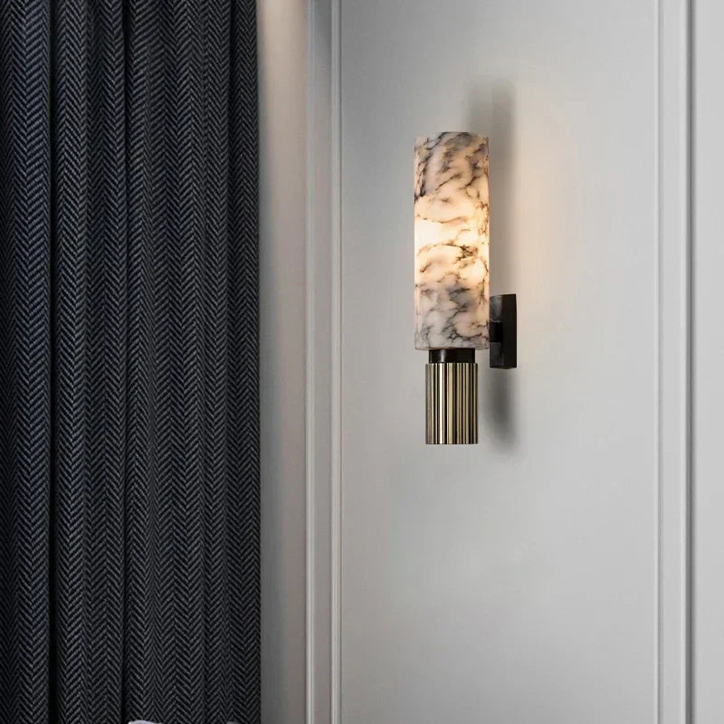 Lumora Marble Wall Lamp With Copper Accents For Home