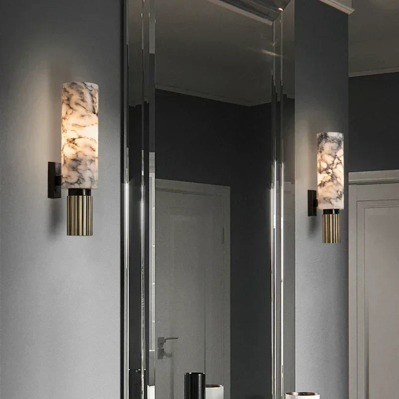 Lumora Marble Wall Lamp With Copper Accents For Home