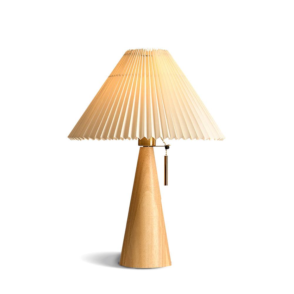 MarlowGlow | Elegant Wood & Metal Table Lamp, Beige Finish