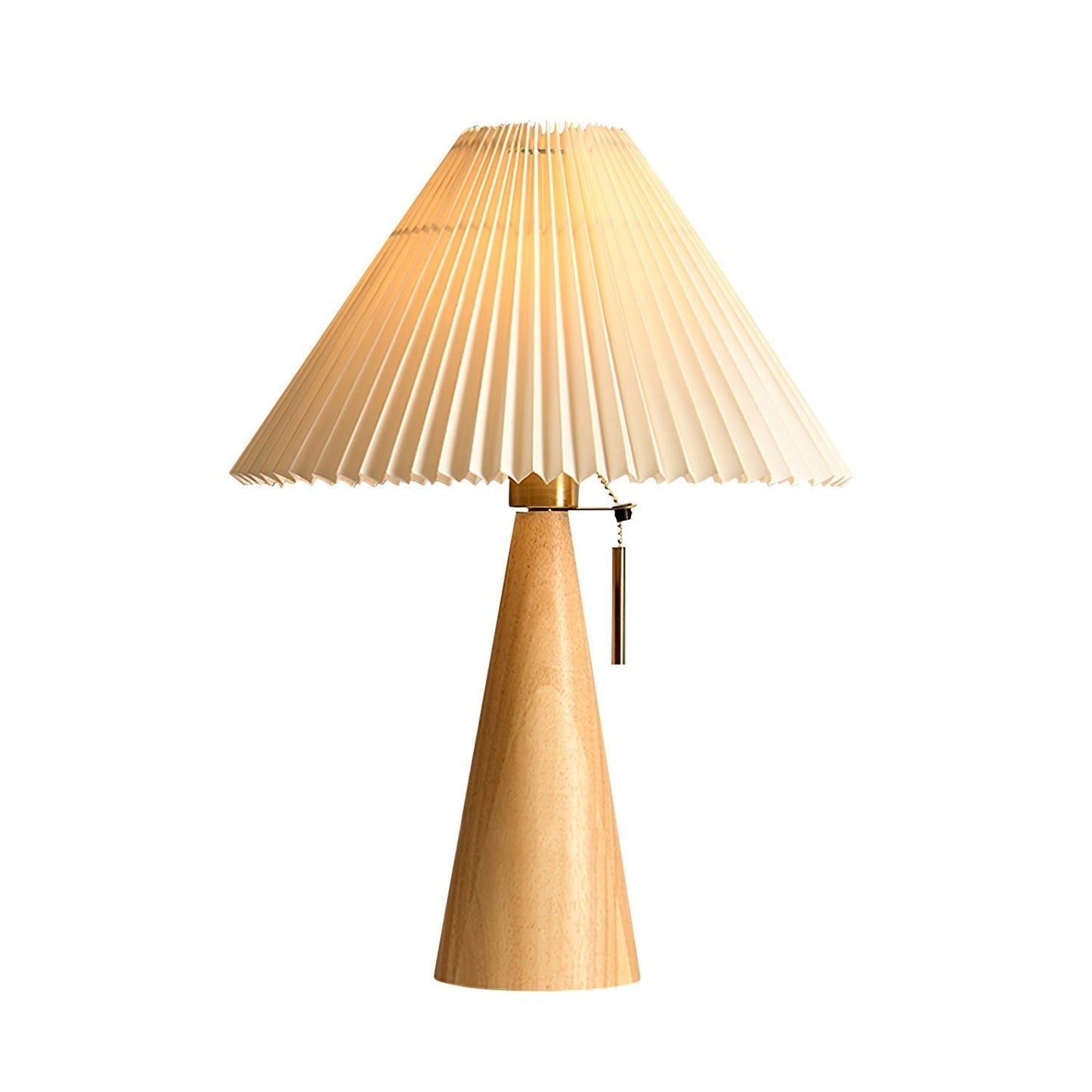 MarlowGlow | Elegant Wood & Metal Table Lamp, Beige Finish