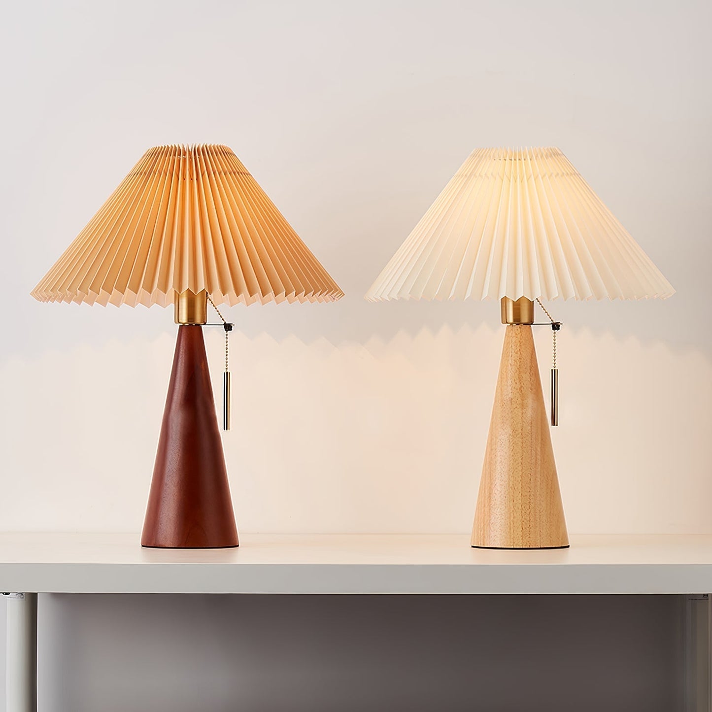 MarlowGlow | Elegant Wood & Metal Table Lamp, Beige Finish