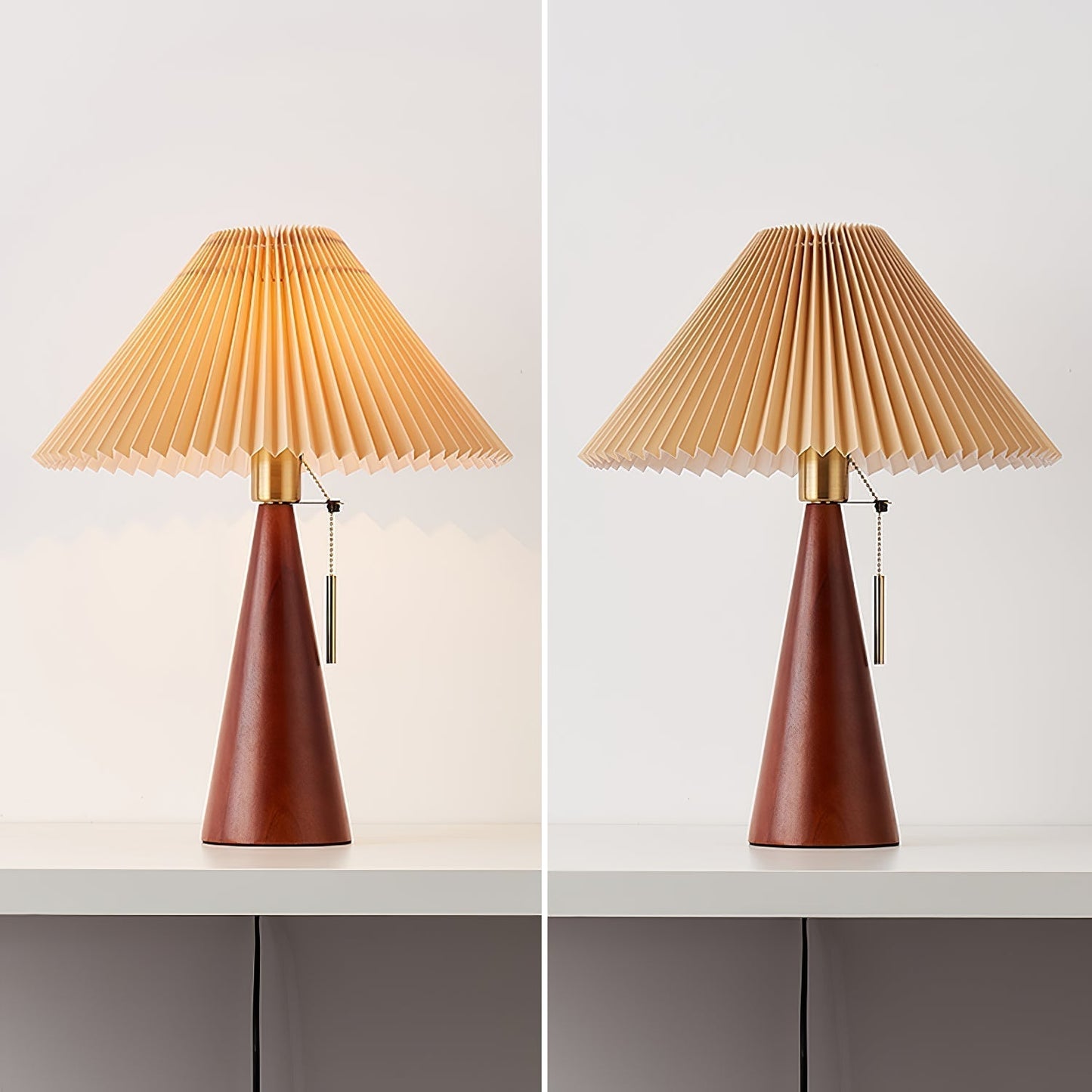 MarlowGlow | Elegant Wood & Metal Table Lamp, Beige Finish