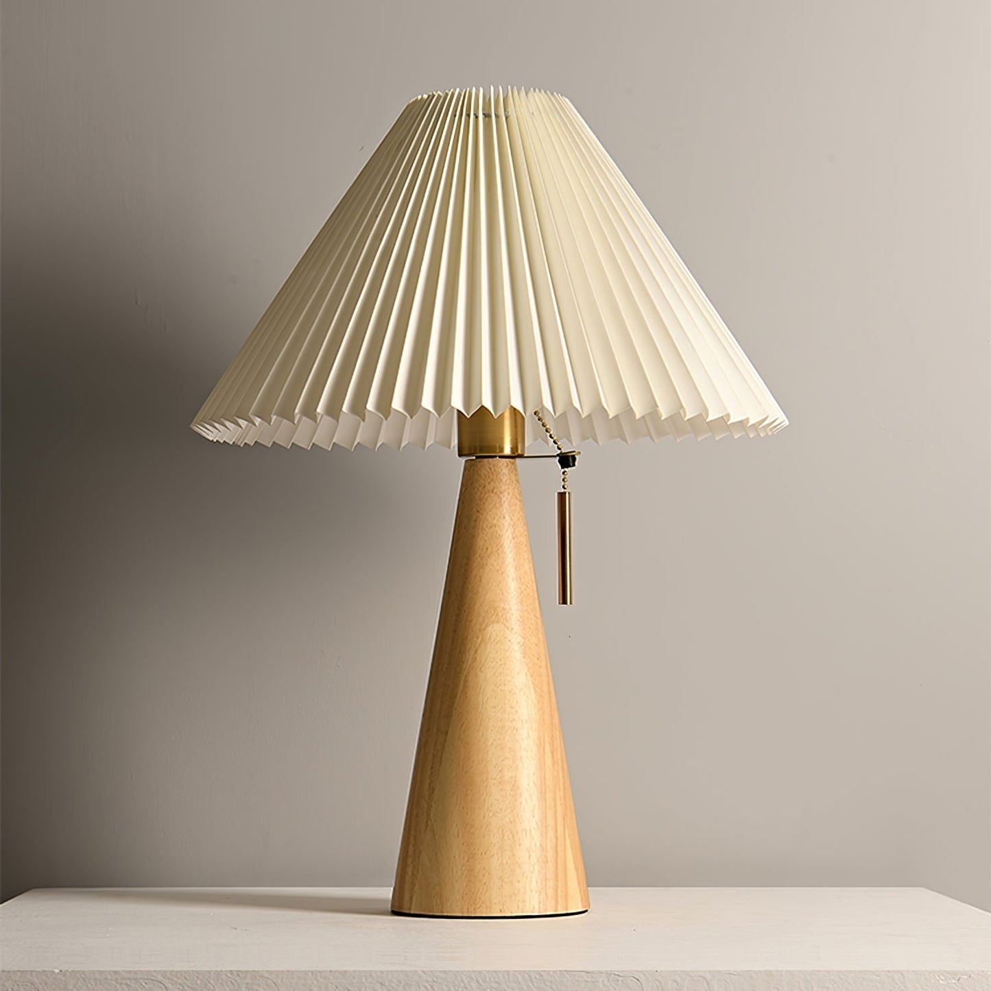 MarlowGlow | Elegant Wood & Metal Table Lamp, Beige Finish
